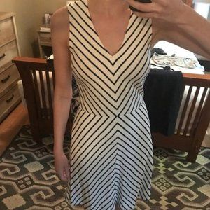 Banana Republic Womens A Line Tank Dress Striped Sleeveless White Black Size 4